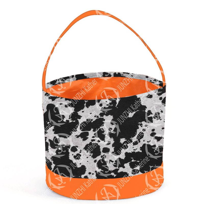 2021 New Custom Print Halloween Monogram Pumpkin Cow Aztec Bucket