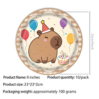 Décorations de fête d'anniversaire Capybara de dessin animé, guirlande de drapeaux, fournitures pour l'ambiance du premier anniversaire de bébé
