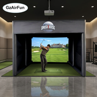 Tente de simulateur de golf gonflable avec logo personnalisé, enclos de simulateur de golf gonflable portable avec écran d'impact pour club de golf