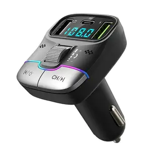 2023 GZ01 FM Metal Roller Wheel Pd 25w Handsfree Bluetooth 5.3 Car Kit Dual Usb Car Charger Mp3 Player Fm Transmitter