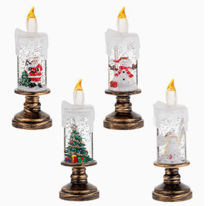 Decoraciones navideñas: velas, luces, bolas de cristal, Papá Noel, muñeco de nieve, luz nocturna brillante con base de vela - Product Image 4