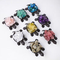 Ornement animalier en cristal naturel brut, tortue mignonne, fait main, pour souvenir