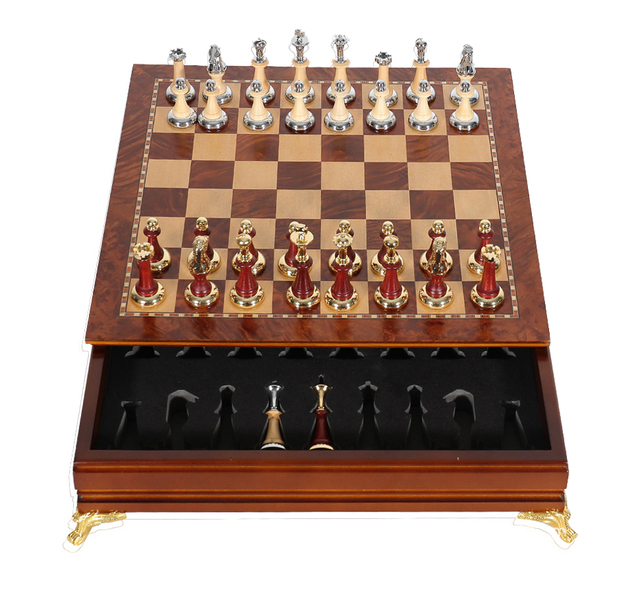 Customizable 12" Magnetic Wooden Chess Set Customized Board Sovereign Chess Set With Storage Drawer Classic Board Game