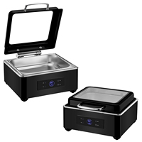 Chauffe-Plat Électrique Carré Moderne 6L avec Écran LCD, Plat de Présentation Rond, Carré ou Rectangulaire pour Buffets d'Hôtel, Banquets et Événements