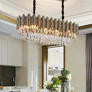 New Style American Design K9 Crystal Pendant Lamp Parts Rectangle Luxury Led <b>Black</b> Chandeliers for <b>Living</b> <b>Room</b> - Product Image 4