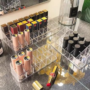 Boîte de rangement pour rouge à lèvres en acrylique transparent, organisateur de cosmétiques de bureau pour brillant à lèvres et vernis à ongles, support léger en plastique pour maquillage - Product Image 3