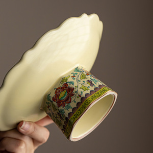 Plato Alto de Cerámica China para Frutas, Forma de Flor, Porcelana Retro de Lujo, Bandeja para Postres, Uso en Fiestas - Product Image 3