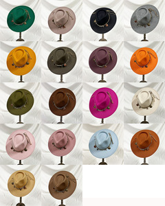 2025 nouveau concepteur grand bord Fedora chapeaux femmes en gros mode haute qualité Vintage plat large bord Fedora feutre chapeau avec coquille - Product Image 2