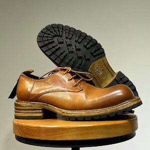 Chaussures Chukka pour hommes en cuir véritable à semelle épaisse, style rétro, décontractées et habillées, pour l'été, l'automne et l'hiver, petite taille, style anglais, à lacets, plateforme - Product Image 2