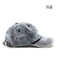 Gorra de Béisbol de Mezclilla Plana de Color Blanco Sólido Desgastada con Lavado al Agua para Mujer, Gorra de Sol Deportiva para Exteriores con Hebilla para Hombre
