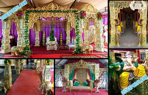 งานแต่งงานแกะสลักสีทองแพรวพราวทำจากผ้าแมนด้าเคเนียแบบอินเดียมีสไตล์ผู้ผลิตผ้าปูแกะสลักสีทองสำหรับงานแต่งงาน - Product Image 3