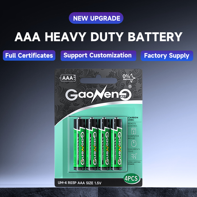 1.5V Zinc Carbon R03 AAA UM4 Dry Battery for Toys Remote Controls Home Appliances Primary 1.5V Dry Cell Batteries