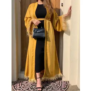 Dubai mở Cardigan abaya Dài Phụ Nữ hồi giáo kaftan jilbab hồi giáo Arab Robe gown