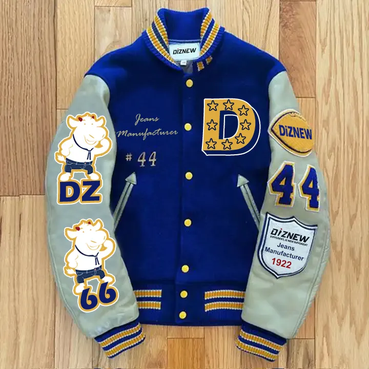 DiZNEW fabbrica all'ingrosso OEM di alta qualità Logo personalizzato ricamo Design manica Baseball Letterman giacca college per gli uomini