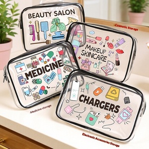 Kit de Primeros Auxilios Esencial <span class=keywords><strong>para</strong></span> Viajes, Bolsa de Maquillaje Transparente de PVC Impermeable, Organizador de Viaje, Bolsa de Aseo 20x15x6cm, Logotipo Personalizado - Product Image 3