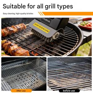 Brosse de nettoyage pour barbecue en gros avec fil en acier inoxydable et manche en plastique pour l'élimination de la graisse des barbecues - Product Image 3