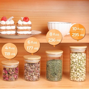 Offre Spéciale pour la maison et la cuisine Pot de rangement Mason pot à épices en verre carré avec couvercle en bois de bambou - Product Image 4