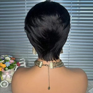 Peluca de Cabello Humano Brasileño Remy al por Mayor, Corte <span class=keywords><strong>Pixie</strong></span>, Sin Encaje, Hecha a Máquina, para Mujer - Product Image 4