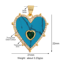 Pendentif à breloque en forme de coeur rond à la mode en nacre naturelle Agate Malachite, bijoux pour collier accessoires approvisionnement L55