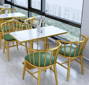 Celebridad Online mesa y silla combinación Hamburgo occidental booth sofá café restaurante mesa de madera y oro silla - Product Image 3