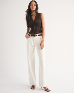 Top Corto sin Mangas con Volantes y Cuello en V para Mujer, Personalizado por Leduo, con Lazo Frontal, Dobladillo con Volantes, Texturizado, Ajustado, Informal, Blusa de Verano - Product Image 3