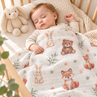 Couverture légère en coton et bambou pour nouveau-né, portable, à imprimé animal, respirante, pour poussette et chambre de bébé