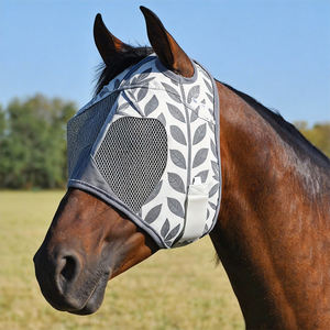 Masque anti-mouches pour chevaux, protège-oreilles, protection contre les insectes, équipement équestre d'extérieur, sangles réglables, ajustement sécurisé, sangles pour gestionnaires d'écuries - Product Image 1