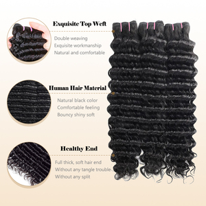 Cabello humano virgen vietnamita con ondas profundas, paquetes de cabello humano 100% natural, cutícula completa, color negro natural, tejido rápido. - Product Image 2