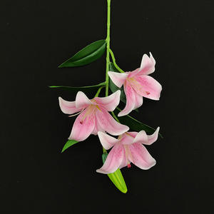 3D feel Film 3 testa di simulazione singolo giglio della valle all'ingrosso matrimonio casa artificiale <span class=keywords><strong>fiore</strong></span> di ninfea - Product Image 1