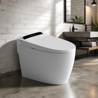 WC intelligent certifié ETL 220V avec siphon en S/en P, commande vocale, chasse d'eau automatique par capteur, bidet, télécommande, siège chauffant, cuvette carrée, à poser au sol