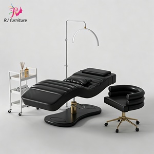 Unique Design Orange Leather Adjustable Height Eye Lash Salon Bed Modern Salon Furniture Set Massage Table Bed with <b>Stool</b> - Product Image 5