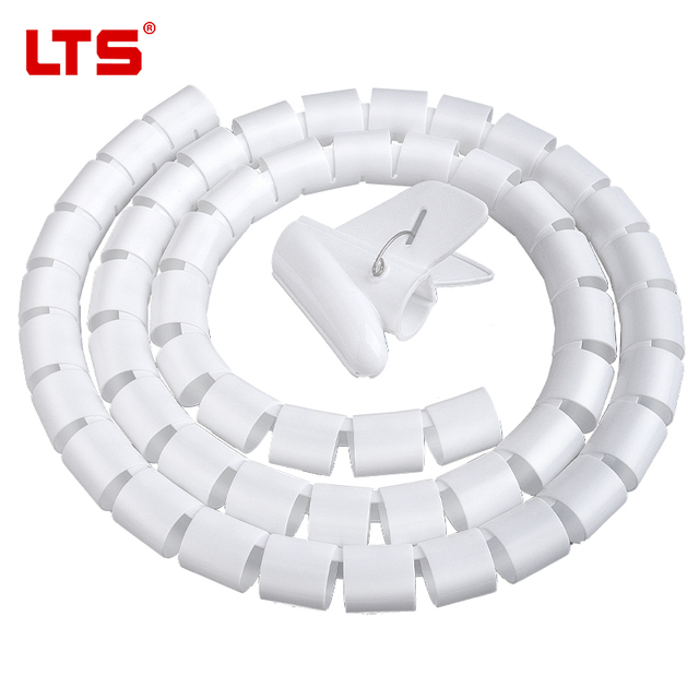 LTS 22mm PE Spiral Wrapping Cable Protector & Organizer-Flexible Black Hose 50m Roll for TV/PC/Cinema Cable Management