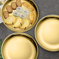 Assiette portable en acier inoxydable avec logo personnalisé, motif végétal moderne, argent et or, 20 cm