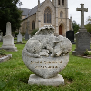 Scultura Commemorativa per Animali Domestici Personalizzata in Resina Dipinta a Mano - Tema Animale - Oggetto per Atmosfera Emozionale da Esterno - Product Image 4