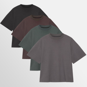 Summer Plain Heavy <b>Weight</b> Tee-Shirt Streetwear Oversized Boxy Drop Shoulder T-shirts High Quality 100%Cotton <b>Blank</b> t Shirt - Product Image 3