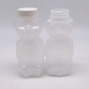 8 Unzen. Natürliche LDPE-Kunststoff-Honig bären flasche Extra Soft Squeeze Kunststoff-Honig bären behälter mit Deckel 38-400 Hals ausschnitt