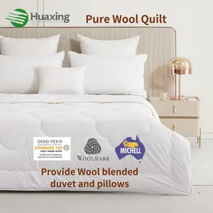 Thuiscollectie Wolmerk Gecertificeerde Quilts Anti-Allergie Regulerend Temperatuur Wit Gewatteerd 100% Australische Wol Dekbed