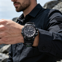 Montre de survie tactique multifonctionnelle en paracorde tressé à la main avec boussole numérique pour l'escalade et une utilisation portable