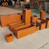 Pot Tanaman Luar Ruangan Desain Minimalis Anti Karat Tahan Korosi Bentuk Persegi dari Baja Corten Kustom Langsung