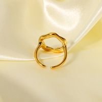 Bijoux en PVD plaqué or 18 carats minimalistes anneaux ouverts en acier inoxydable cercle creux martelé en gros