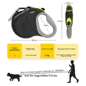 Automatische einziehbare Nylon-Hunde leine 8m Haustier leine Gepolsterter Griff Schwarzes Hundes eil Haustier bedarf - Product Image 4