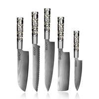 Ensemble de couteaux professionnels en acier Damas VG10 à 67 couches, manche octogonal en résine, couteau Kiritsuke, couteaux à sushi avec support magnétique