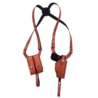 Holster d'épaule vertical réglable vintage TMH avec doubles pochettes pour chargeurs, en cuir PU, sangle à boucle pour port dissimulé
