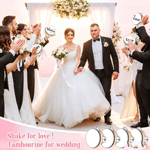 Mini tambourin en bois personnalisé de 10 cm/6 pouces, bijou de percussion à main pour église, mariage, vente en gros, en acier inoxydable - Product Image 6