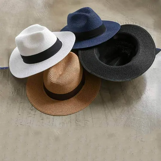 Chapeau fédora classique unisexe, chapeau en paille avec ruban OEM, Logo personnalisé pour adultes