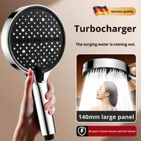 Pommeau de douche à effet pluie en silicone sous pression 7 réglages Grand panneau Réglage en continu Triple sortie d'eau Finition chromée Toilette