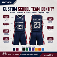 Uniforme de Baloncesto Escolar del Reino Unido, Jersey y Pantalones Cortos Personalizados con Nombre y Número, Tallas Mixtas para Universidades, Clubes, Academias y Pedidos de Equipos