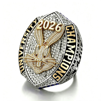 Anillos de Campeonato Universitario Personalizados 2026 con Cabeza de Conejo, Anillos de Campeonato de Baloncesto y Fútbol Americano Universitario con Piedras Preciosas