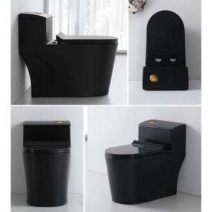 <span class=keywords><strong>WC</strong></span> monobloc en céramique <span class=keywords><strong>noir</strong></span> mat, sanitaires modernes à poser au sol, vente en gros à prix réduit - Product Image 2