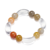 Bracelet de perles en tube de cristal de quartz hématoidé jaune, perles courbées, extensible, en pierres précieuses, pour l'équilibre énergétique et le yoga, élégant